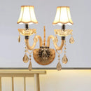 GobekUsa Traditional Amber Glass Candle Wall Sconce with Scalloped Fabric Shade - Bedroom Lighting