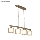 GobekUsa Traditional Gold Island Hanging Lamp with Clear Glass Shade, Ideal for Dining Rooms - 3/4 Lights