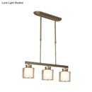 GobekUsa Traditional Gold Island Hanging Lamp with Clear Glass Shade, Ideal for Dining Rooms - 3/4 Lights