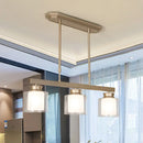GobekUsa Traditional Gold Island Hanging Lamp with Clear Glass Shade, Ideal for Dining Rooms - 3/4 Lights