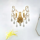 GobekUsa Traditional Metal Candle Wall Lamp with Crystal Swag Accent - 1/2-Light Living Room Wall Mount Fixture