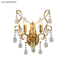 GobekUsa Traditional Metal Candle Wall Lamp with Crystal Swag Accent - 1/2-Light Living Room Wall Mount Fixture