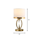 GobekUsa Traditional Round Fabric Table Light in Brass - Single Living Room Nightstand Lighting