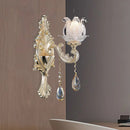 GobekUsa Traditional Gold Semi-Open Flower Frosted Glass Sconce for Living Room Wall.