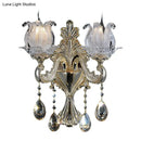 GobekUsa Traditional Gold Semi-Open Flower Frosted Glass Sconce for Living Room Wall.
