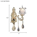 GobekUsa Traditional Gold Semi-Open Flower Frosted Glass Sconce for Living Room Wall.