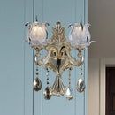 GobekUsa Traditional Gold Semi-Open Flower Frosted Glass Sconce for Living Room Wall.