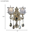 GobekUsa Traditional Gold Semi-Open Flower Frosted Glass Sconce for Living Room Wall.