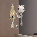 GobekUsa Traditional Gold Semi-Open Flower Frosted Glass Sconce for Living Room Wall.