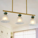 GobekUsa Traditional Cream Glass Island Light with Gold Suspension - 3 Lights