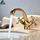 GobekUsa Gold Vessel Sink Mixer Tap Deck Mounted Basin Faucet Hot Cold Water Mixer