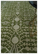Traditional Hand knotted Royal Green and Ivory Turkish Design wool Area Rug
