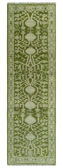 Traditional Hand knotted Royal Green and Ivory Turkish Design wool Area Rug