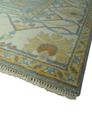 Traditional Hand Knotted Silver and Ivory 8x10 Oriental Oushak wool area rug by The Rug Decor