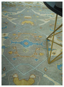 Traditional Hand Knotted Silver and Ivory 8x10 Oriental Oushak wool area rug by The Rug Decor