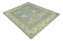 Traditional Hand Knotted Silver and Ivory 8x10 Oriental Oushak wool area rug by The Rug Decor