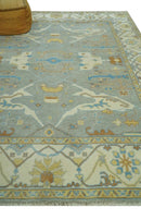 Traditional Hand Knotted Silver and Ivory 8x10 Oriental Oushak wool area rug by The Rug Decor