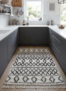 Black and White Moroccan Wool Area Rug 4x6 - Flatweave Handmade