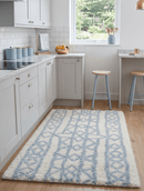 Light Blue Moroccan Wool Area Rug 4x6 - Geometric Flat Weave