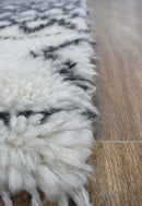 Black and White Moroccan Wool Area Rug 4x6 - Flatweave Handmade