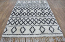 Traditional Hand Made Moroccan Design Black And White Wool 4x6 Area Rug