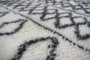 Black and White Moroccan Wool Area Rug 4x6 - Flatweave Handmade