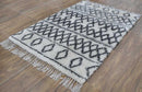 Traditional Hand Made Moroccan Design Black And White Wool 4x6 Area Rug