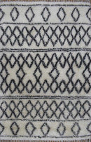 Black and White Moroccan Wool Area Rug 4x6 - Flatweave Handmade