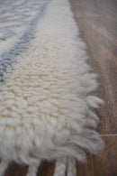 Light Blue Moroccan Wool Area Rug 4x6 - Geometric Flat Weave