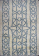 Light Blue Moroccan Wool Area Rug 4x6 - Geometric Flat Weave