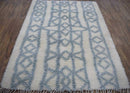 Light Blue Moroccan Wool Area Rug 4x6 - Geometric Flat Weave