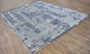 Hand Knotted Gray Blue Wool And Bamboo Silk Modern Abstract Design Area Rug 8x10