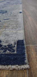 Hand Knotted Gray Blue Wool And Bamboo Silk Modern Abstract Design Area Rug 8x10