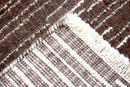 Brown and Ivory Modern Striped Hand Knotted Wool Viscose Area Rug 2x3