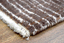 Brown and Ivory Modern Striped Hand Knotted Wool Viscose Area Rug 2x3