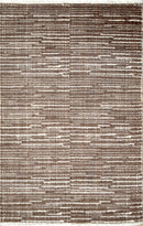 Modern Stripes Pattern Brown Hand Knotted Wool 2x3 Area Rug