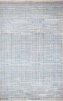 Blue and Ivory Hand Knotted Wool Modern Pattern Area Rug 2x3