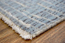 Blue and Ivory Hand Knotted Wool Modern Pattern Area Rug 2x3