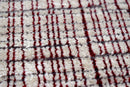 Ivory and Maroon Modern Style Hand Knotted Wool Area Rug 2x3