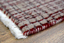 Ivory and Maroon Modern Style Hand Knotted Wool Area Rug 2x3