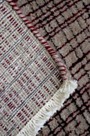 Ivory and Maroon Modern Style Hand Knotted Wool Area Rug 2x3