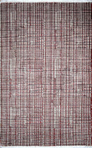Ivory and Maroon Modern Style Hand Knotted 2x3 Wool Area Rug