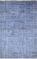 Blue and Ivory Hand Knotted Wool Area Rug 2x3 - Modern Style