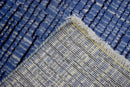Blue and Ivory Hand Knotted Wool Area Rug 2x3 - Modern Style