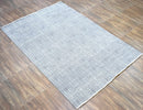 Gray Modern Abstract Wool Viscose Area Rug 5x8 - Hand-Knotted