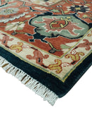 Traditional Heriz Blue, Beige and Rust Fine Hand Knotted 9x12 wool area rug by The Rug Decor