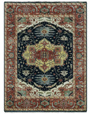 Traditional Heriz Blue, Beige and Rust Fine Hand Knotted 9x12 wool area rug by The Rug Decor
