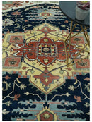 Traditional Heriz Blue, Beige and Rust Fine Hand Knotted 9x12 wool area rug by The Rug Decor