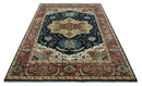 Traditional Heriz Blue, Beige and Rust Fine Hand Knotted 9x12 wool area rug by The Rug Decor