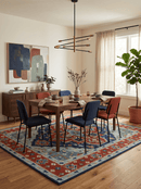 Wool Heriz Hand Knotted Area Rug - Traditional Brown Blue Gray